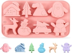 Molde De Silicona Papá Noel/Muñeco De Nieve/Reno