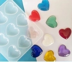 Molde de Silicona x 9 corazones apto resina
