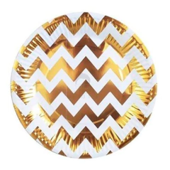 Platos de Polipapel Chevron Dorado x 6 un