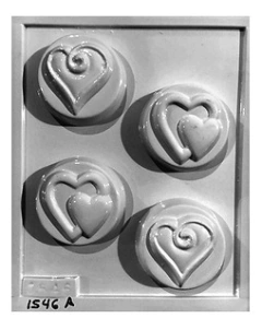 Molde Placa Acetato Oreos con Corazon x 5 cavidades