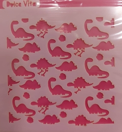 Stencil Dinosaurio con Huesito 13 x 13 cm