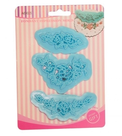 Set x 3 Sellos Bouquet Flores Rosas con hojas