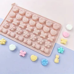 Molde Silicona x 34 mini figuras (Gato, Flor, Mariposa, Corazon, Patita)