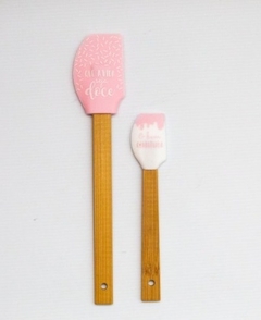 SET X 2 Espátulas de Silicona DRIP SPRINKLES , Mango de madera reforzado 26 Y 18 cm