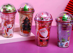 Vaso Acrílico Navideño con glitter 450cc - 21cm x 10cm (elegir motivo) en internet