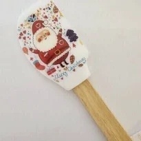 Espatula De Silicona Mango De Madera Papá Noel