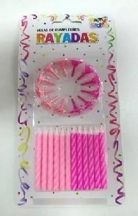 Velas Rayadas Chicas Rosa x Unidad