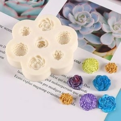 Molde de 7 Mini Flores Suculentas y otras