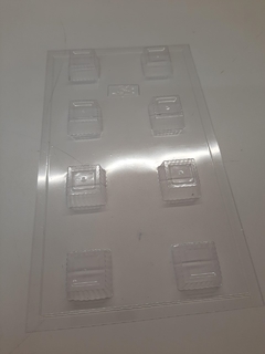 Molde placa de acetato bocadito cuadrado con onditas