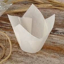 Tulipa para Cupcake/Muffins/Magdalenas Blanca x 10 un