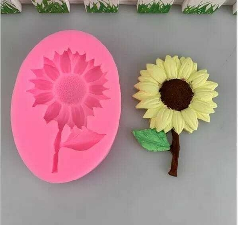 Molde Silicona Flor de Girasol y Tallo