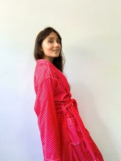 Bata kimono lunares roja - Plush - Lovely Intimate