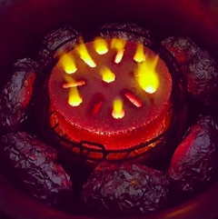 Briqueta muy fácil de encender en parrilla Cobb Grill Argentina que casi no hace humo. Permite asar, grillar, freír, hornear, hervir y elaborar platos ahumados.- ideal para balcones y campings -  Cobb Grill Argentina