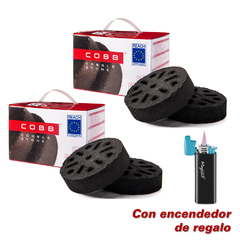 Briqueta COBBlestone para parrilla portátil a carbón que casi no hace humo, ideal para balcón - Caja de 12u - 6kg - Encendedor catalítico de regalo - Cobb Grill Argentina.