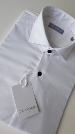 Camisa Blanca Botón Oscuro (1101)con elastano - comprar online