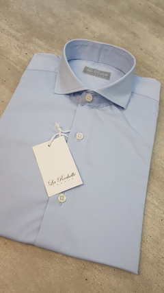 Camisa Celeste Botón Blanco (1103/2) con elastano - comprar online