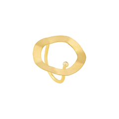 ANEL CIRCULO COM PONTO DE DIAMANTE OURO 18K - loja online