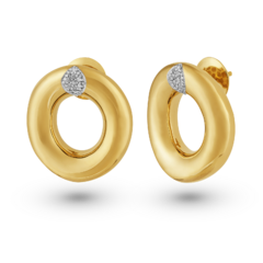 Brinco Argola Frontal com diamantes ouro 18k - comprar online