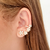 Brinco ear cuff flores banhado em ouro 18k