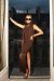 VESTIDO MIDI COM FRANJA MARROM