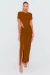 VESTIDO LONGO RECORTE MARROM CHOCOLATE