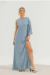 VESTIDO LONGO FENDA AZUL CLARO - comprar online