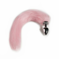 Plug de Metal Rabo de Raposa Rosa 40cm - Pequeno - Doce Libido