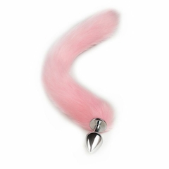 Plug de Metal Rabo de Raposa Rosa 40cm - Pequeno - Doce Libido