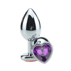 Plug de Metal c/Pedra Cristal Roxo Coração - Médio Doce Libido