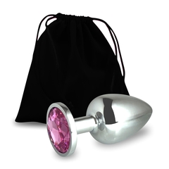 Plug de Metal c/Pedra Cristal Pink - Grande -Doce Libido
