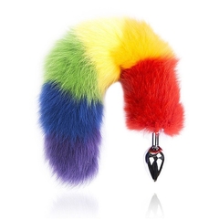 Plug de Metal Rabo de Raposa Colorido 40cm - Pequeno - Doce Libido