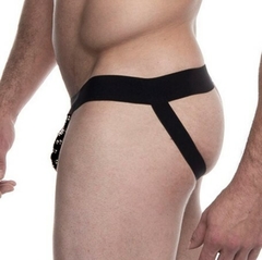 Cueca Jock Spike Sado Preta - SD Clothing - Doce Libido