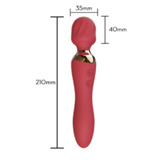 Estimulador de Clitóris Varinha Mágica C/12 Vibrações Duplo Motor e Aquecimento - Sagan - Doce Libido