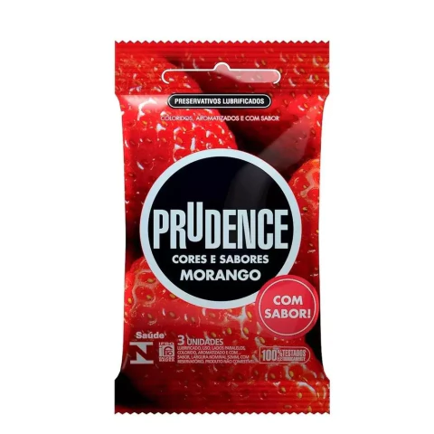 Preservativo Prudence Cores e Sabores - Morango - Doce Libido