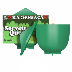Vela Beijável Sorvete Quente Loka Sensação 30g - Menta - Doce Libido