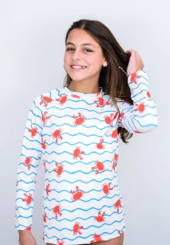 BLUSA PROTEÇÃO UV INFANTIL BRANCO CARANGUEJOS - comprar online