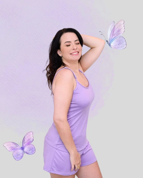 PIJAMA ALÇA SUEDE LILÁS - comprar online