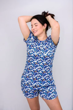 PIJAMA BOXER SUEDE AZUL BORBOLETAS na internet