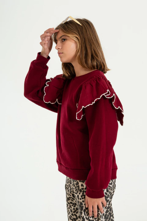 Buzo de friza con volados bordados - comprar online