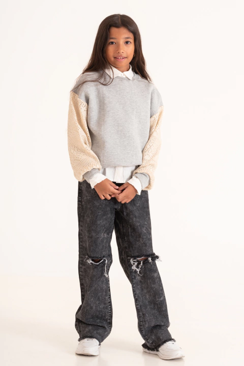 Buzo Chiara frizado mangas tejidas