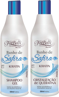 Kit Cristalização Keratin (Queratina + Shampoo em gel) Fiobelli 500ml