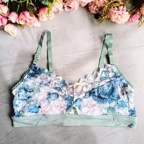 CONJUNTO BRALETTE FAUSTINA FLORES AZULES