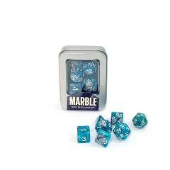 Kit de Dados: Marble - Navy Black, Kit com 7 Dados de RPG Marmorizados + Caixa de Metal - comprar online