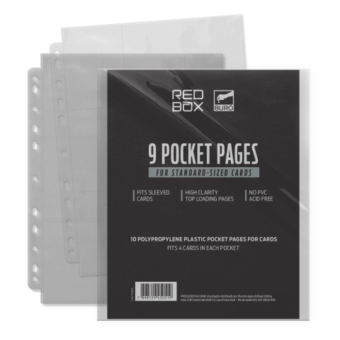 Kit 10 Folhas de Fichário: 9 Pocket Pages - STANDARD