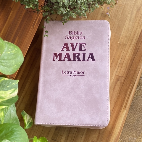 Bíblia Sagrada Ave Maria Letra Maior Rosa - comprar online