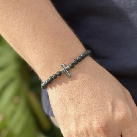 Pulseira Masculina Pedra Vulcânica - comprar online