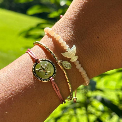 Kit Pulseira de Cristal com Espírito Santo