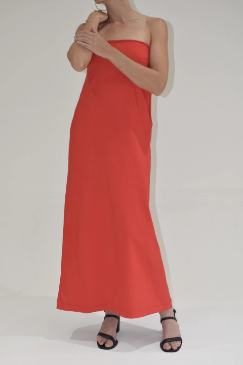 Long Minimal Dress Rojo