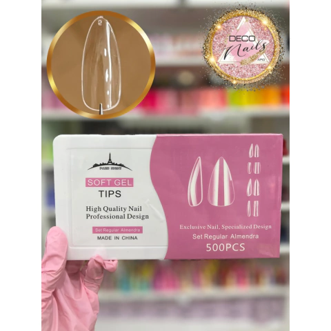 Tips Soft gel Paris Night caja rosa almendra