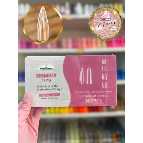 Tips Soft gel Paris Night caja rosa stiletto